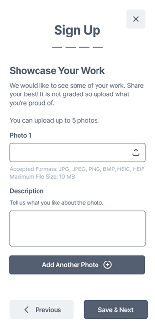 showcase page of focus photography prototype